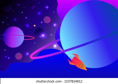 Planets rocket stars space illustration. Use for modern design, cover, template, decorated, brochure.