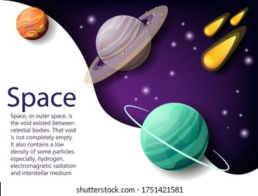 Planets and satellites. Solar system. Vector design. Stock illustration.
