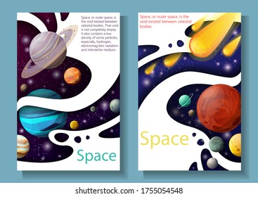 Planetas y satélites. Sistema solar. Diseño de vectores. Ilustración bursátil.