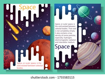 Planets and satellites. Solar system. Vector design. Stock illustration.