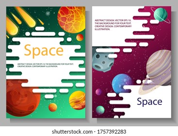 Planets and satellites. Solar system. Vector design. Stock illustration.