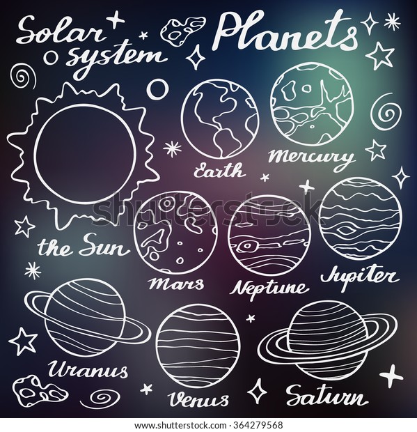 Planets Set Handdrawn Cartoon Collection Solar Stock Vector (royalty 