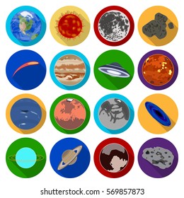 Planets set icons in flat style. Big collection of planets vector symbol stock illustration
