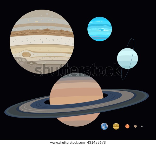 Planets Set Jupiter Saturn Neptune Uranus Stock Image