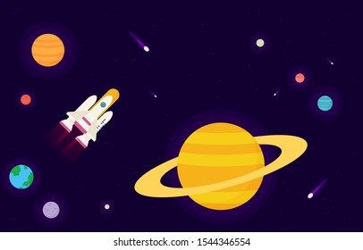 Planets set of the solar system. Simple flat
