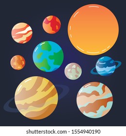 Planets Set. Space. Galaxy. Vector stock illustration.