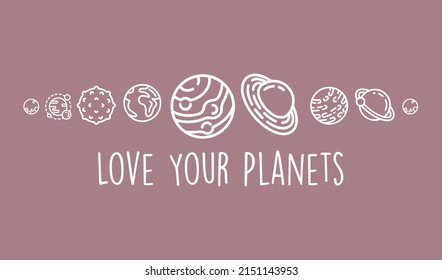 Planets with slogan print design