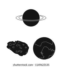 Planets of the solar system black icons in set collection for design. Cosmos and astronomy vector symbol stock web illustration.