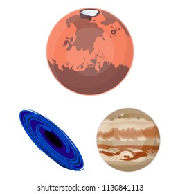 Planets of the solar system cartoon icons in set collection for design. Cosmos and astronomy vector symbol stock web illustration.