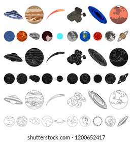 Planets of the solar system cartoon icons in set collection for design. Cosmos and astronomy vector symbol stock web illustration.