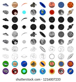 Planets of the solar system cartoon icons in set collection for design. Cosmos and astronomy vector symbol stock web illustration.