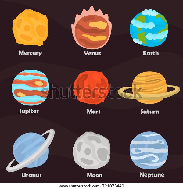 Planets Solar System Color Icons Set Stock Vector Royalty