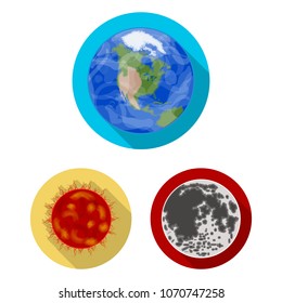 Planets of the solar system flat icons in set collection for design. Cosmos and astronomy vector symbol stock web illustration.