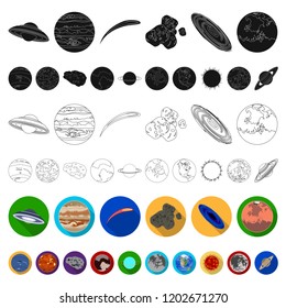 Planets of the solar system flat icons in set collection for design. Cosmos and astronomy vector symbol stock web illustration.
