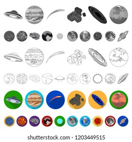 Planets of the solar system flat icons in set collection for design. Cosmos and astronomy vector symbol stock web illustration.