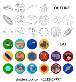 Planets of the solar system flat icons in set collection for design. Cosmos and astronomy vector symbol stock web illustration.