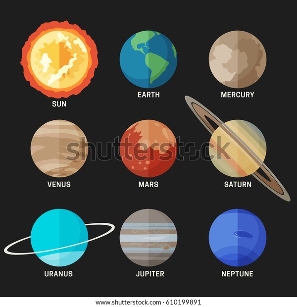 Planets Solar System Flat Style Vector Stock Vector (Royalty Free ...