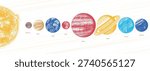 Planets of the Solar system in hand drawn stippling dot work style for science and astronomical usage. education material. Mercury, Venus Earth, Mars, Jupiter and Saturn as well as Neptune and Uranus