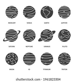 Planets of the solar system icons set vector image