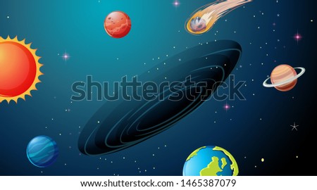 Planets in solar system illustration