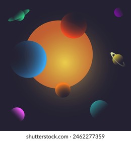 Planets of the solar system. Illustration of the planets of our solar system. Vector gradient. EPS 10.