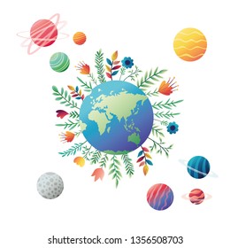 planets of the solar system isolated icon