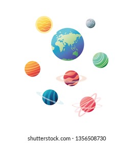 planets of the solar system isolated icon