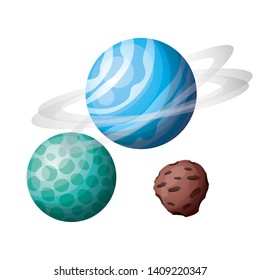 planets of the solar system isolated icon