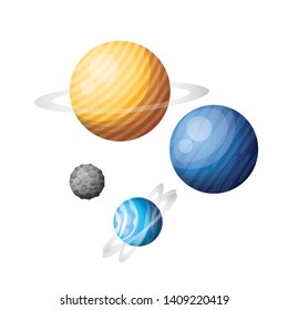 planets of the solar system isolated icon