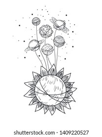 planets of the solar system isolated icon