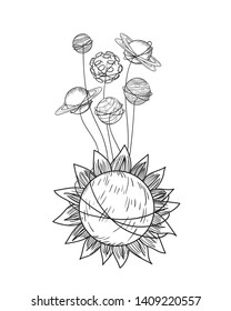 planets of the solar system isolated icon