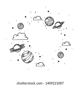 planets of the solar system isolated icon