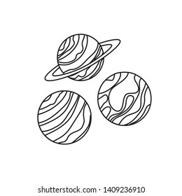 planets of the solar system isolated icon