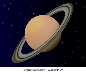 Planets of the Solar System on the starry sky background. Saturn vector