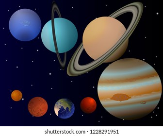 Planets of the Solar System on the starry sky background