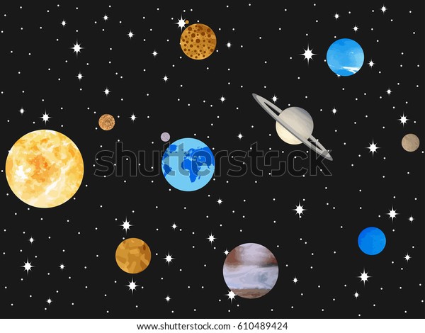 太陽系の惑星 宇宙 空間 ベクターイラスト のベクター画像素材 ロイヤリティフリー Shutterstock