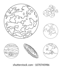 Planets of the solar system outline icons in set collection for design. Cosmos and astronomy vector symbol stock web illustration.