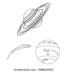 Planets of the solar system outline icons in set collection for design. Cosmos and astronomy vector symbol stock web illustration.