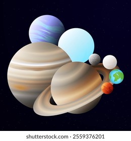  Planets of the Solar System Poster Concept Illustration 