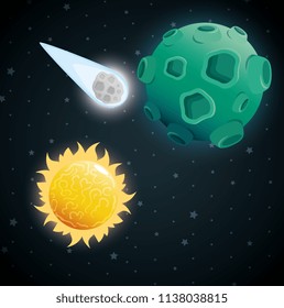 planets of the solar system scene