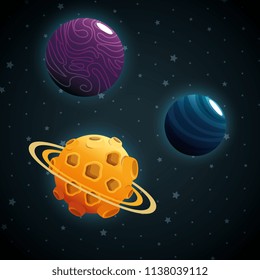 planets of the solar system scene