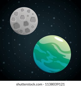 planets of the solar system scene
