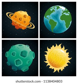 planets of the solar system scene