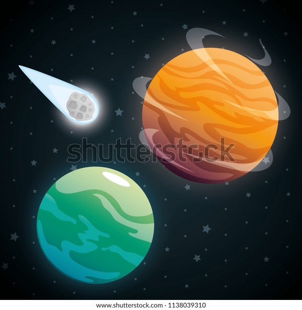 Planets Solar System Scene Stock Vector (Royalty Free) 1138039310 ...