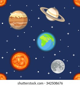 Planets of solar system seamless background