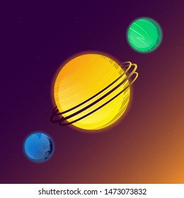 Planets of the Solar system stars universe vector illustration