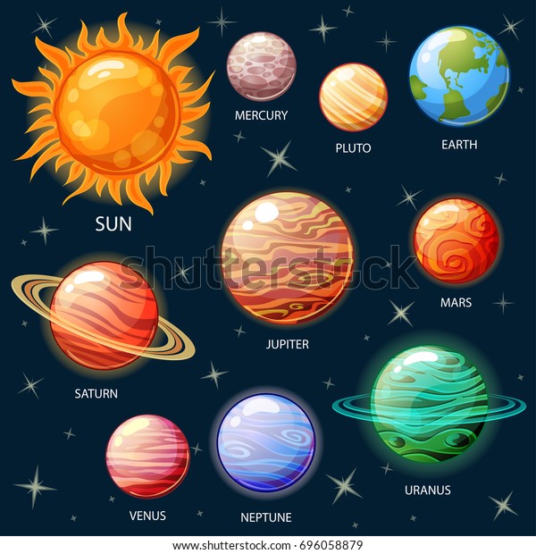 太阳系的行星 太阳 水星 金星 地球 火星 库存矢量图 免版税