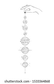 Planets of Solar system. Vector hand drawn illustration