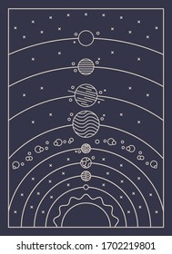 the planets in the solar system vector icons	
