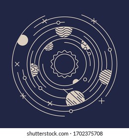 planets of the solar system vector icons	